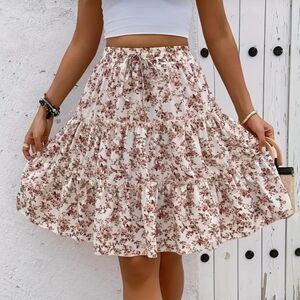 Delicate Pink Floral A Line Skirt